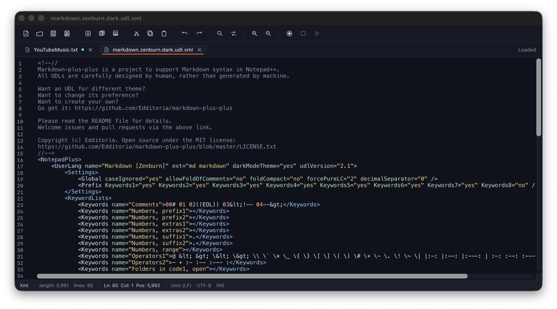User defined language XML